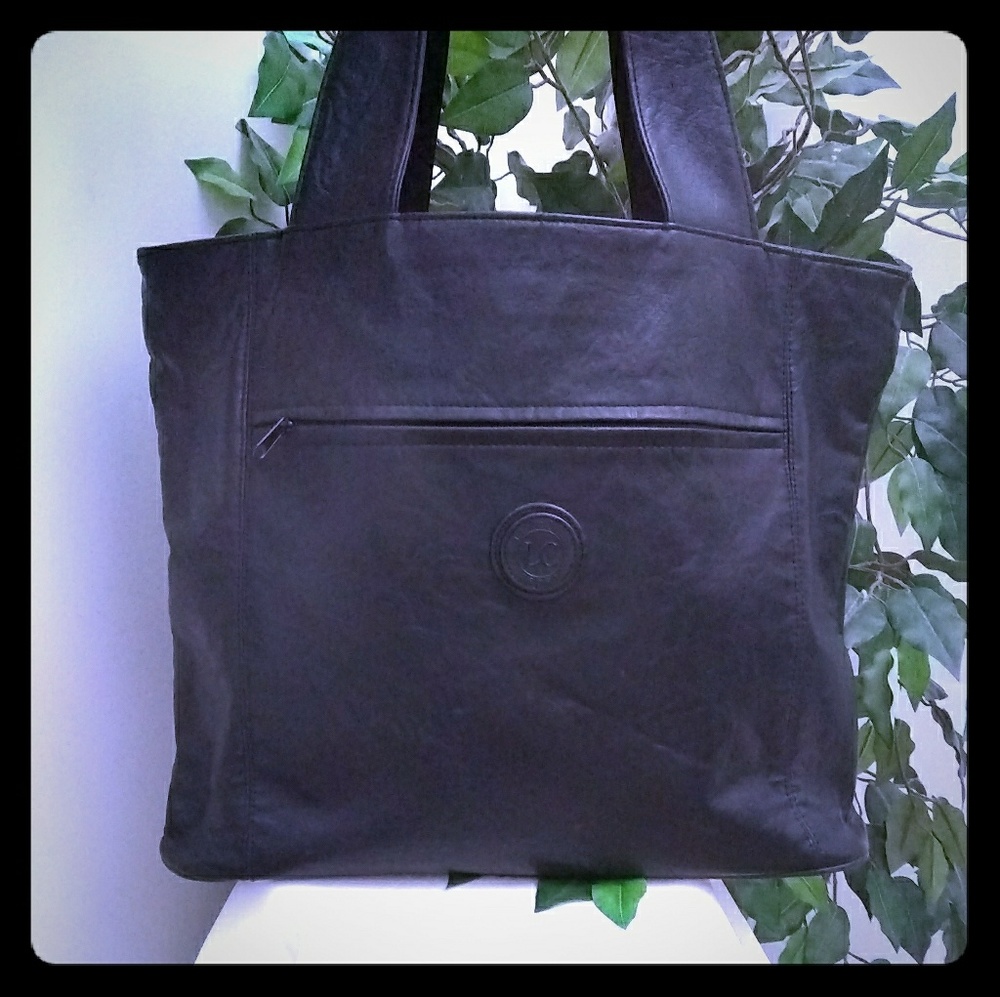 PS / Paul Sebastian black leather overnight bag